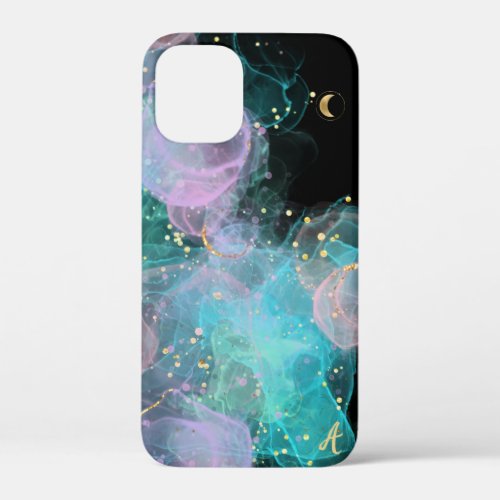 AP46 Pastel Ink Glitter Gold Abstract  iPhone 12 Mini Case