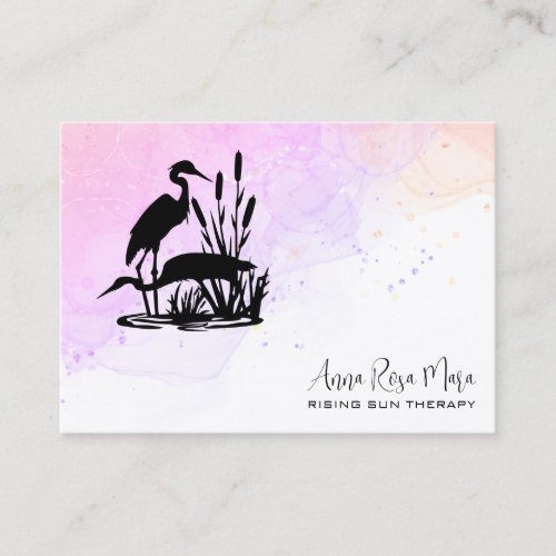  AP46 QR Elegant Ethereal Beach Marsh Heron  Business Card
