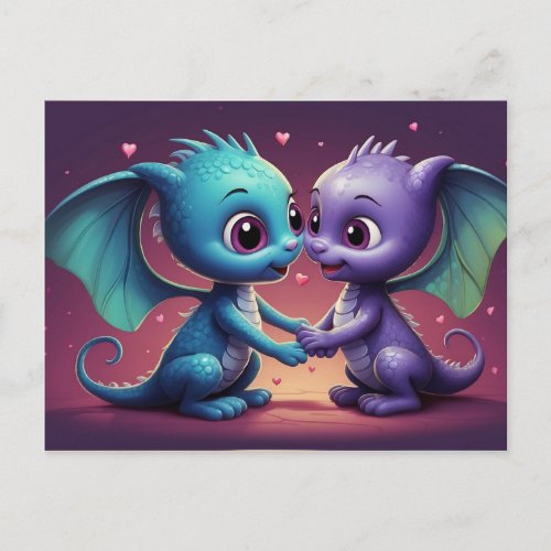 *~* AP48 PHOTO Invite Dragon Dino Hearts Postcard