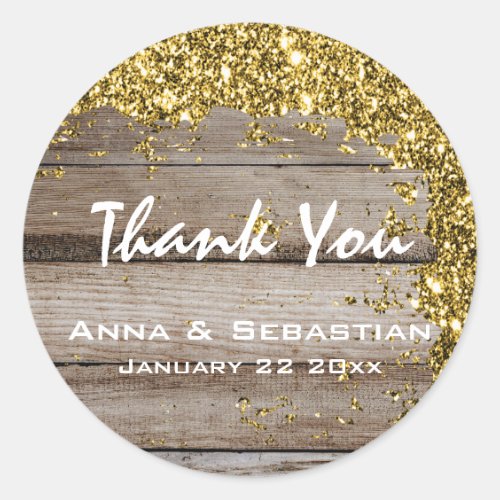 *~*  AP49 Distressed Aged Wood Glitter Generic Classic Round Sticker