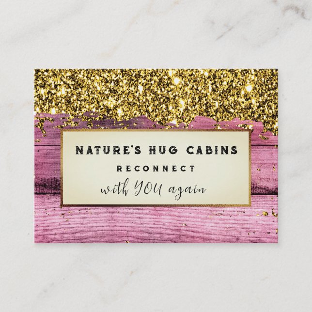 *~* AP49  Glitter Rustic Distressed Wood QR Business Card (Front)