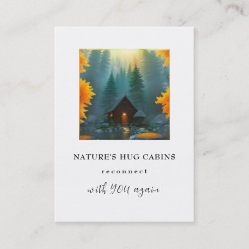  AP49  Rustic Cabin Cottage QR LOGO Fall Pines Business Card