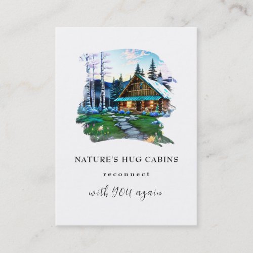  AP49  Rustic Cabin Cottage QR Spring Birches Business Card