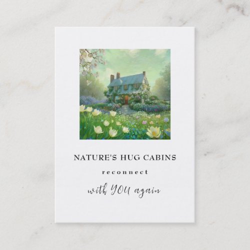 AP49  Rustic Cabin Cottage QR Spring Flowers Business Card