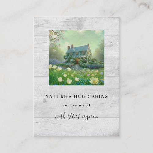  AP49  Rustic Cabin Cottage Spring Flowers QR Business Card