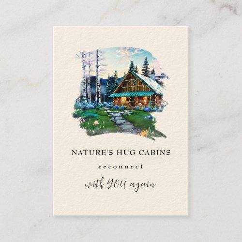  AP49  Rustic Cabin QR  Cottage Spring Birches Business Card