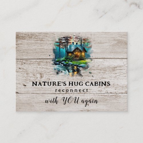  AP49  Rustic Cabin QR Snowy Wood Planks Business Card