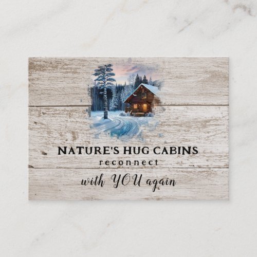  AP49  Rustic Cabin QR Wood Planks Winter Business Card
