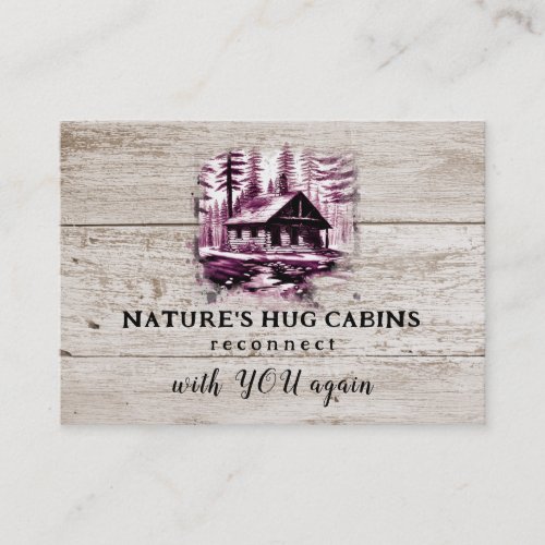  AP49 Rustic Cabin Sketch QR Wood Planks  Business Card