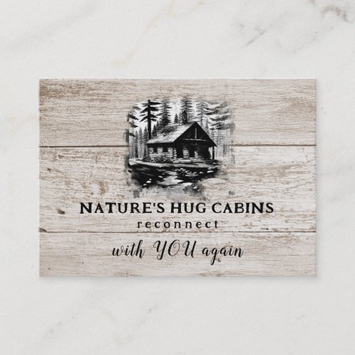  AP49 Rustic Cabin Sketch Wood Planks QR Business Card