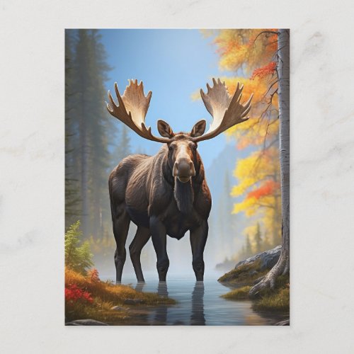  AP49 Strong MOOSE Stream Nature Forest  Postcard