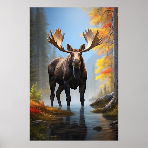  AP49 Strong MOOSE Stream Nature Forest  Poster