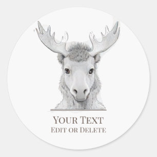 *~* AP49 Sweet Rustic Baby Moose Cute Classic Round Sticker