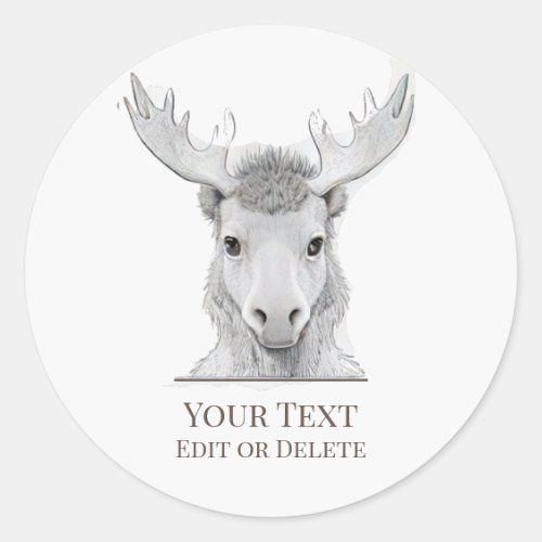 *~* AP49 Sweet Rustic Baby Moose Cute Classic Round Sticker