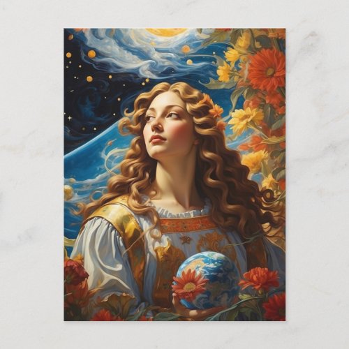  AP50 Fantasy Universe Cosmic Goddess Flower  Postcard