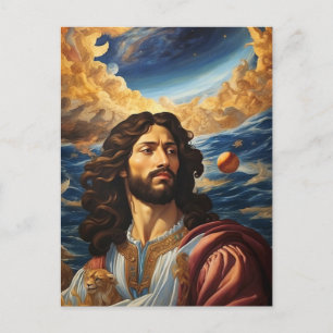 *~* AP50 Fantasy Universe Jesus Flower Moon Postcard