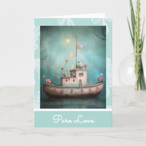 *~* AP51  19  Love Boat Hearts Romantic Valentine  Holiday Card