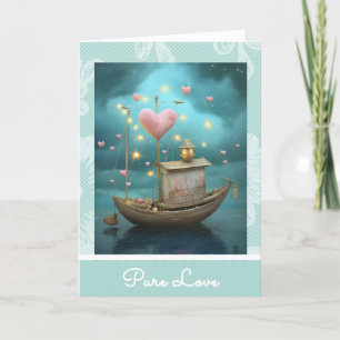 *~* AP51 33 Love Boat Hearts Romantic Valentine Holiday Card