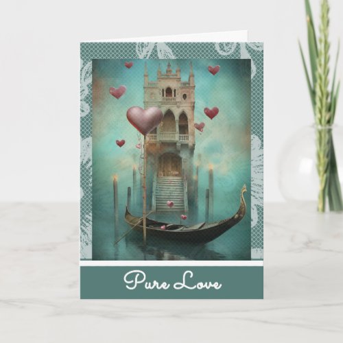 *~* AP51 3 Romantic Love Boat Hearts Valentine  Holiday Card