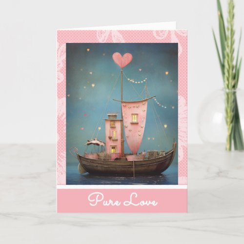 *~* AP51  Love Boat Hearts Romantic Valentine 33 Holiday Card