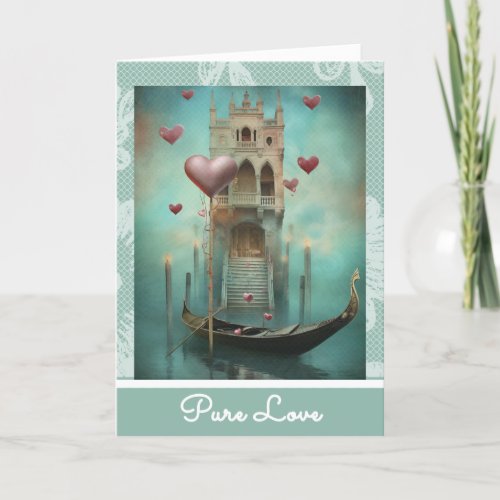 *~* AP51 Romantic Love Boat Hearts Valentine 3 Holiday Card