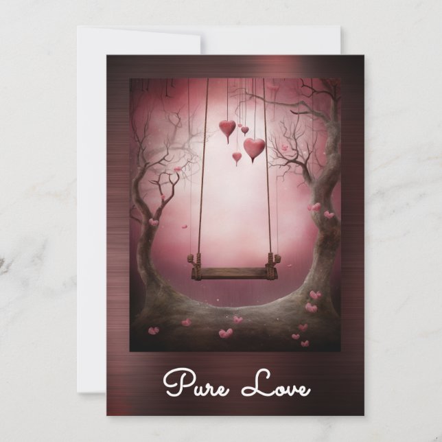 *~* AP51 Romantic Swing Hearts Valentine Serene 14 Invitation (Front)