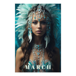 *~* Ap53 Boho MARCH AQUAMARINE Headdress Photo Print