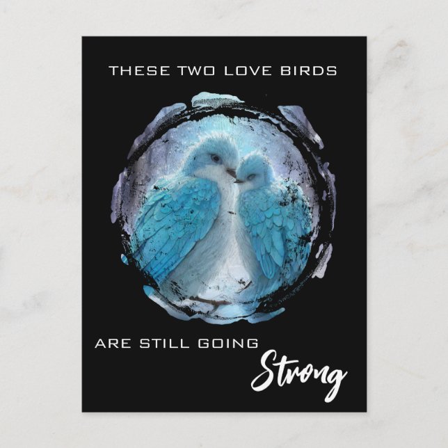 *~*  AP54 Art Anniversary Love Birds Winter Postcard (Front)