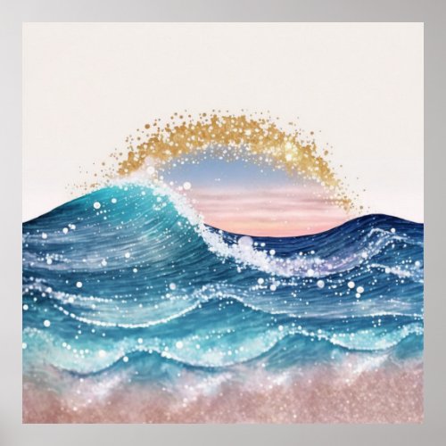  AP60 Sparkle Beach Coastal Ocean Wave Sand Sea Poster