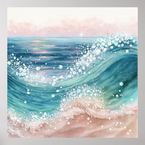  AP60 Sparkle Sand Coastal Ocean Sea Beach Wave Poster