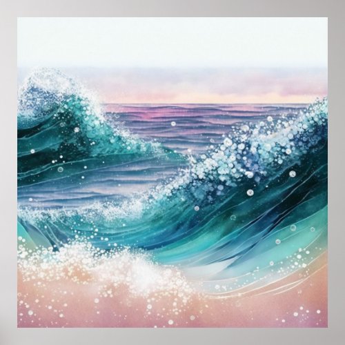  AP60 Wave Sea Sparkle Coastal Ocean Sand Beach Poster
