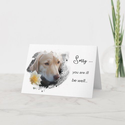 *~* AP61 Flower Sick Get Well Gold Dog Card