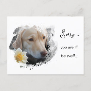 *~ AP61 Flower Sick Get Well Gold Dog Postcard