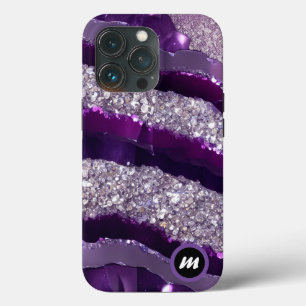 *~* AP66 Glam QR Lavende Purple Silver Glitter iPhone 13 Pro Case