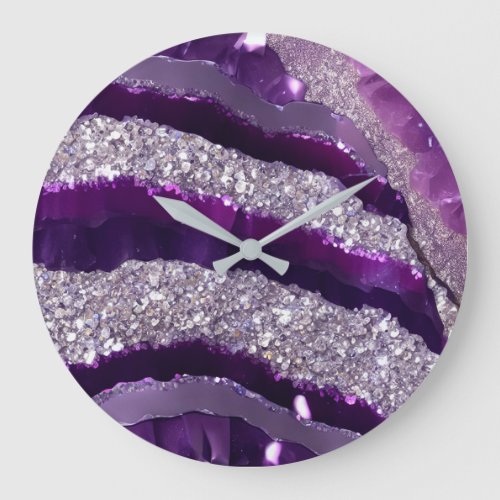  AP66 Glam QR Lavende Purple Silver Glitter  Large Clock