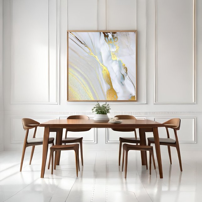 *~ AP66 Marble Stone Abstract White Gold Foil Canvas Print (Creator Uploaded)