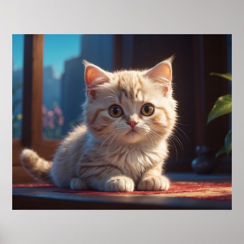  AP68 54 Cat Feline Kitty Kitten Fluffy Tan Poster