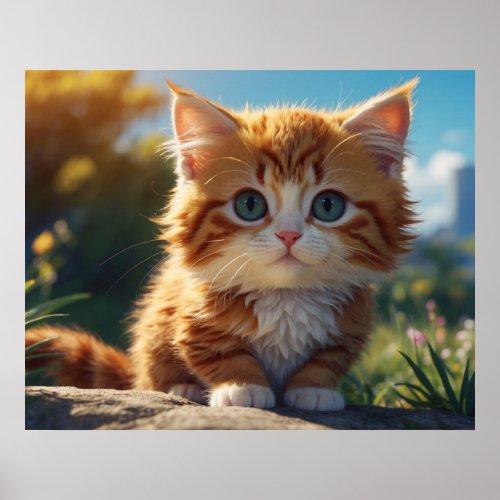  AP68 54 Fluffy ORANGE Feline  Kitty Kitten Poster