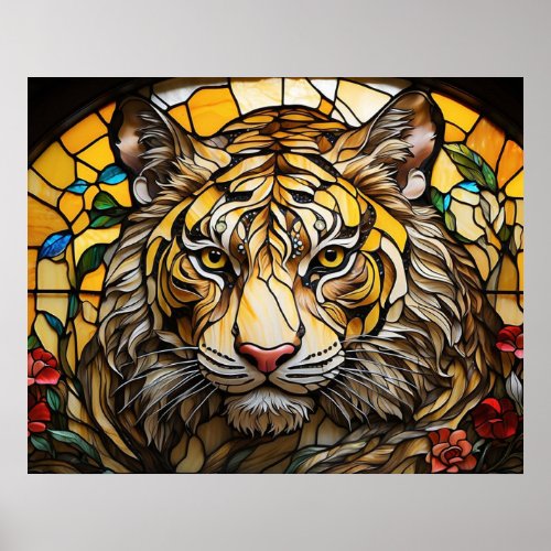 AP68 Fantasy Bold 54 TIGER Stained Glass Poster