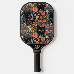 *~* AP68 Floral Whimsical Quirky Cat PHOTO 1 Pickleball Paddle