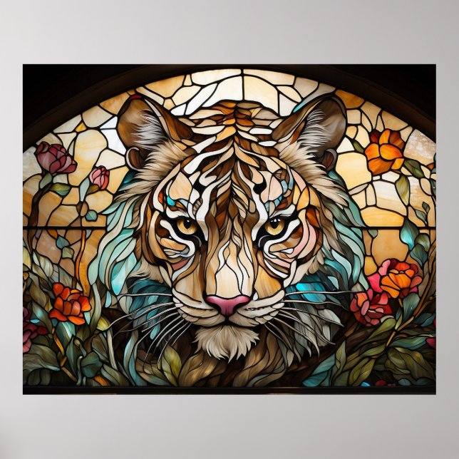*~* AP68 TIGER Stained Glass Bright  5:4 Fantasy Poster (Front)
