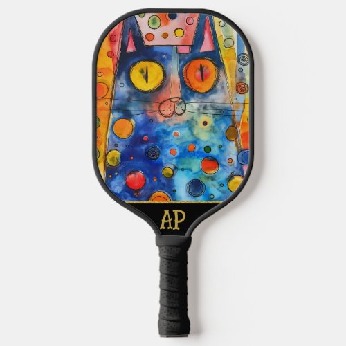 *~* AP68 Whimsical Quirky Cat Vibrant Colorful 1 Pickleball Paddle
