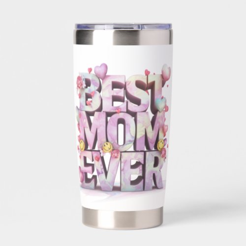  AP72 Mother Day BEST MOM EVER  Floral Hearts Insulated Tumbler