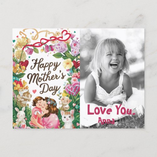  AP72  Whimsical Sweet Love Mothers Day Photo Holiday Postcard