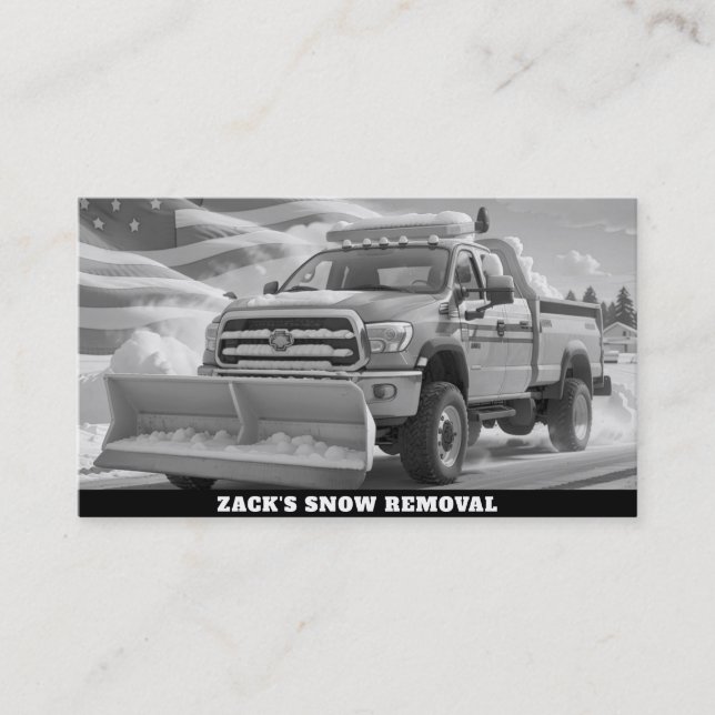 *~* AP74 Snow Removal  Plow Truck Patriotic Business Card (Front)