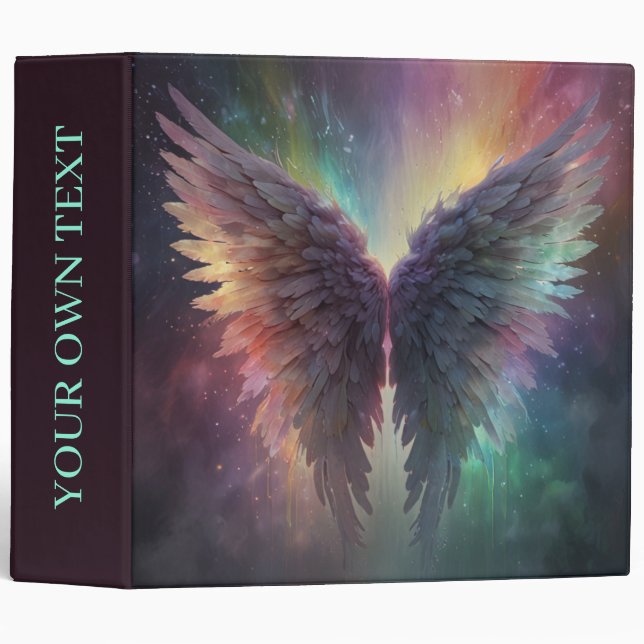 *~* AP78 Esoteric Mystical Rainbow Angel Wings  3 Ring Binder (Front/Spine)