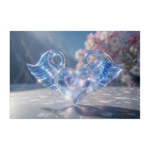  AP78 Glass _ Crystal Hearts Angel Wings Acrylic Print