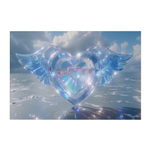  AP78 Glass _ Crystal Hearts Angel Wings Acrylic Print