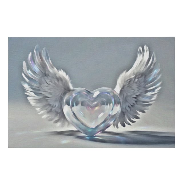 *~* AP78 Glass Crystal Hearts Angel Wings Faux Canvas Print (Front)