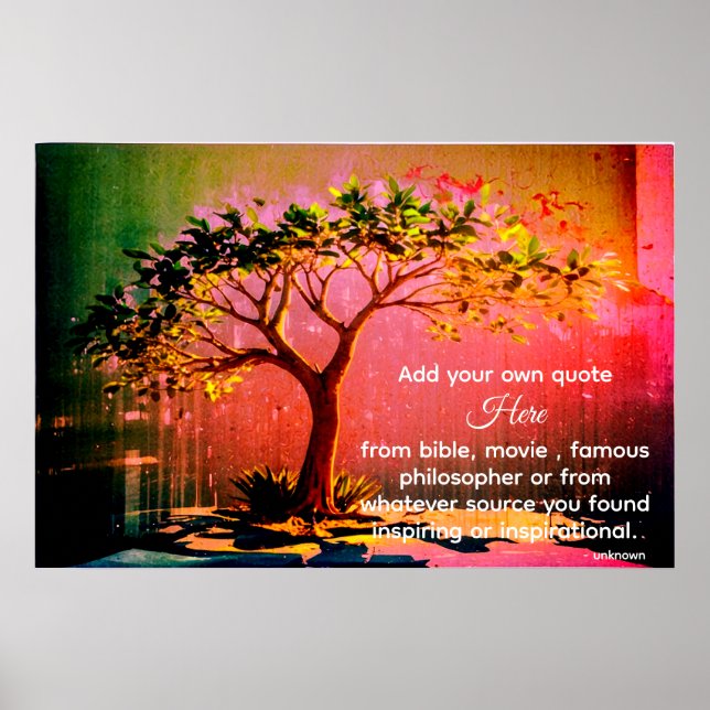 *~* AP81 Artistic Ethereal Calming Tree DIY Quote Poster (Front)